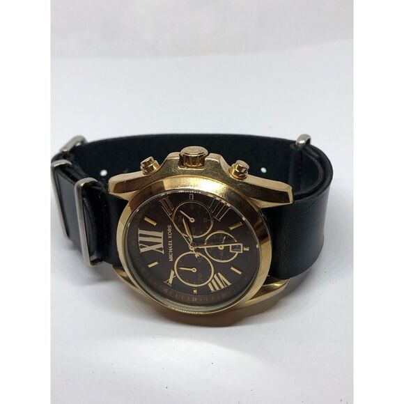 MICHAEL KORS MK5502 Womens Black Leather Analog Dial Quartz Genuine Watch KG426 - Picture 6 of 8